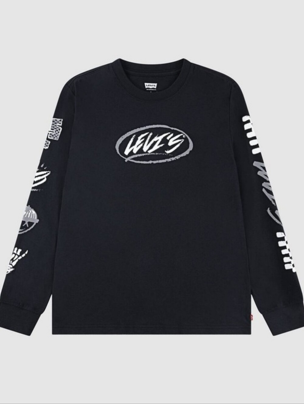 Levi's Black Long-Sleeve Logo Tee with Sleeve Graphics